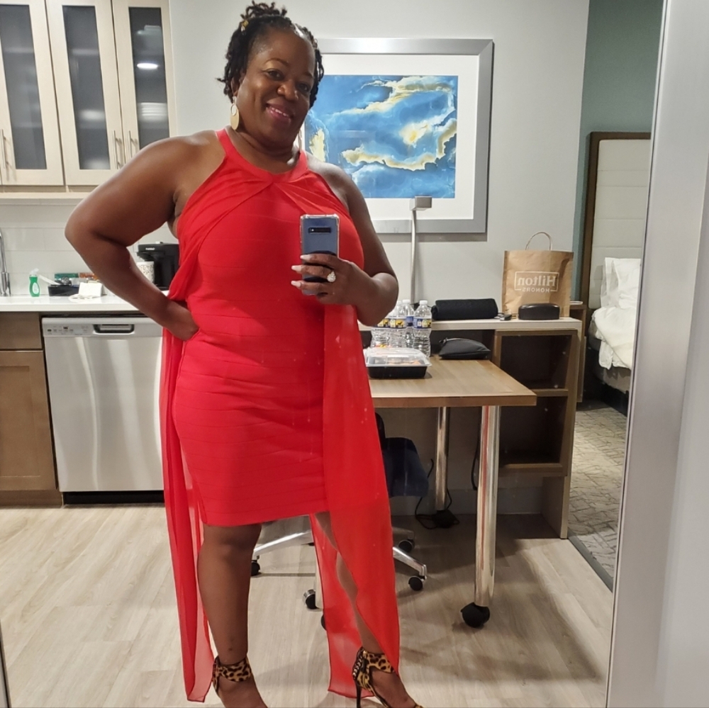 Red party dress
